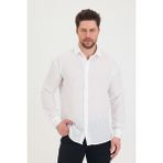 Cool Tarz Erkek Slim Fit Dar Kalıp Uzun Kol Pamuklu Keten Efekt Gömlek - Beyaz
