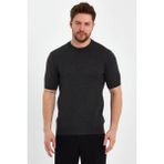 Cool Tarz Koyu Füme Erkek Yarım Balıkçı Düz Triko T-SHIRT-TRZ19129R13S - XL