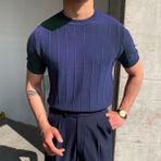 Cool Tarz Lacivert Erkek Yuvarlak Yaka Örme T-Shirt
