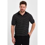 Cool Tarz Siyah Erkek Polo Yaka Çizgili Triko T-SHIRT-TRZ19124R03S - XL