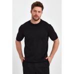 Cool Tarz Siyah Erkek Yarım Balıkçı Düz Triko T-SHIRT-TRZ19129R05S - XL