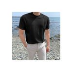 COOL TARZ Siyah Erkek Yuvarlak Yaka 2 Çizgili Örme T-shirt
