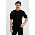 Cool Tarz Siyah Erkek Yuvarlak Yaka Örme T-SHIRT-TRZ10237R05M
