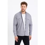 Cool Tarz TTCKTGMLK Erkek Gri Çift Cepli Çıt Çıt Düğmeli Slim Fit Kot Gömlek