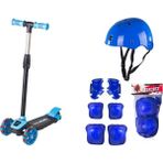 Cool Wheels Mavi LED Işıklı 3 Tekerlekli Scooter Kasklı 5 - 7 Yaş Arası Kullanıma Uygun