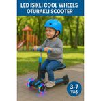 Cool Wheels Oturaklı LED Işıklı Scooter | 3 Tekerlekli Combo Scooter 3-7 Yaş - Mavi