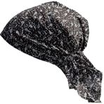 Cool4 Yazlık baş örtüsü, plaj, bandana, deniz beresi, güneş koruması, kep, kemoterapi şapkası, A04, Siyah zarif beyaz çiçekli, 55-57