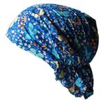 Cool4 Yazlık baş örtüsü, plaj, bandana, deniz beresi, güneş koruması, kep, kemoterapi şapkası, A04, Turkuaz Sarı Kelebekli Mavi, 55-57