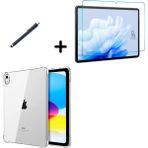 Coolacs Apple Ipad 10.9 2022 A2696-A2757 Uyumlu Köşe Dolgulu Tablet Kılıfı Ekran Koruycu Kalem Seti - iPad 10. Nesil - Şeffaf