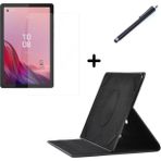 Coolacs Lenovo Tab M9 9 Inç Uyumlu Dönebilen Lastikli Tablet Kılıfı Nano Ekran Koruyucu ve Kalem Seti - Siyah
