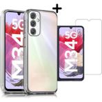 Coolacs Samsung Galaxy M34 5g Uyumlu Kılıf Esnek Silikon Telefon Kılıfı ve Temperli Cam Ekran Koruyucu - Şeffaf