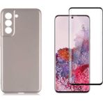 Coolacs Samsung Galaxy S21 Fe ile Uyumlu Telefon Kılıfı ve 5d Tam Kaplayan Cam Ekran Koruyucu - Gold