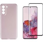 Coolacs Samsung Galaxy S21 Fe ile Uyumlu Telefon Kılıfı ve 5d Tam Kaplayan Cam Ekran Koruyucu - Rose Gold
