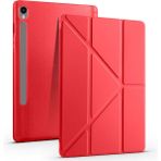 Coolacs Samsung Galaxy Tab S9 Uyumlu Kılıf 3 Farklı Stand Kalemlikli Tri Folding Tablet Kılıfı - Kırmızı