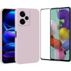 Coolacs Xiaomi Redmi Note 12 Pro ile Uyumlu Soft Yumuşak Telefon Kılıfı ve 5d Tam Kaplayan Cam Ekran Koruyucu - Rose Gold - Redmi Note 12 Pro 5G