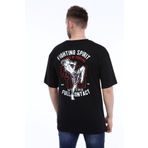 COOLANDBASIC Thai Boks Fighter Muay Thai Erkek Oversize Siyah Önü Ve Arkası Baskılı Spor Tişört