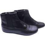 Cooleather Hakiki Deri Içi Miflonlu Lastikli-Fermuarlı Kalın Dana Mest - Siyah