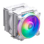 Cooler Master Hyper 622 Halo CPU hava soğutucu, alüminyum kaplama, 6 kompakt sürekli doğrudan temas ısı borusu, çift kule soğutucu, iki Halo² fan, ARGB algılama, LGA1700 ve AM5 – beyaz