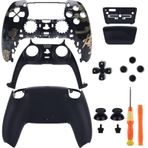 Coolerage PS5 Denetleyicisi için Yedek Muhafaza Kabuğu, Ön Panel Değiştirme kiti PlayStation 5 Denetleyicisi ile Uyumlu, Ön ve Arka Kabuk, Parmak Çubukları, Dokunmatik Yüzey, Düğmeler (Parlak Siyah)