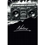 Cooles Notizbuch "Boombox Splatter" A5 - kariert - 124 Seiten für Musikliebhaber, DJs, Musiker: Optimal als Tagebuch, für Songtexte, Ideenbuch, Schreibheft, Bullet Journal, zum Verschenken