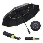 Cooloutdoors Seyahat Şemsiyesi Otomatik Açılır Kapanan Şemsiye LED El Feneri Saplı Şemsiye Güvenli Yansıtıcı Çerçeve Rüzgar Geçirmez Suya Dayanıklı Katlanabilir Şemsiye Hafif ve Güçlü 10 Ribbs Çift Gölgelik
