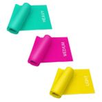 Coolrunner 7FT Uzun Lateks İçermeyen Elastik Düz Egzersiz Bandı 3'lü Set Taşıma Çantalı, Pilates, Spor Salonu, Fizik Tedavi, Yoga, Taşıma Çantası için Geniş Fitness Direnç Bantları, Yeşil ve Sarı ve