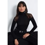 Cool&Sexy TZ2075 Siyah Omuzları Tül Kadın Bluz