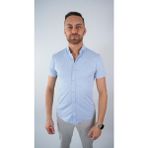 Coonless Erkek Desenli Buz Mavi Kısa Kol Gömlek - 2XL