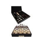 Cooper Chess 36 cm Ahşap Ceviz Desenli Kutulu Satranç ve Dama Takımı 32 Parça Metal Etiketli