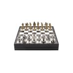 Cooper Chess 36cm Mermer Desenli Ahşap Kutulu | Altın Metal Ortaçağ İngiliz Satranç Takımı | Kişiye Özel Etiketli