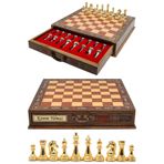 Cooper Chess Premium 38Cm Büyük Çekmeceli Ahşap Kutulu Metal Satranç Takımı Altın Gümüş Staunton Klasik Satranç