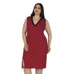 Cooqpoo Büyük Beden 2xl-3xl-4xl Beden Kolsuz Kırmızı Puantiyeli Tunik Elbise Gecelik COLOUR22 2XL