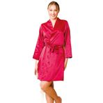 Cooqpoo Kırmızı Sabahlık S-M-L-XL Beden Saten Bride Gelin Taşlı renk5 L