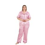 Cooqpoo Pembe Beyaz Çizgili 2XL-3XL-4XL Beden Pijama Takımı renk22 4XL