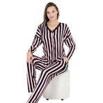 Cooqpoo Pembe Siyah Çizgili M-l-xl Penye Pijama Takımı PEMBE1 L