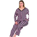 Cooqpoo Pembe Üzeri Siyah Çizgili 2xl-3xl-4xl Beden Pijama Takımı RENK8 2XL