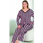Cooqpoo Pembe Üzeri Siyah Çizgili 2xl-3xl-4xl Beden Pijama Takımı RENK8 4XL