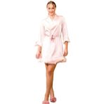Cooqpoo Pudra Tüylü Sabahlık S-M-L-XL Beden Saten Bride Gelin Taşlı renk2 L