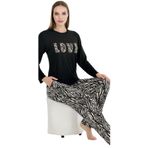 Cooqpoo Siyah Love Çizgili M-l-xl Penye Pijama Takımı SİYAH XL