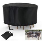 COOSOO Bahçe Mobilyası Kılıfları Su Geçirmez Yuvarlak, Ağır Hizmet Tipi 420D Dış Mekan Masa Sandalye Seti Örtüsü, 208 × 70 cm Dairesel Veranda Rattan Yemek Masası ve Sandalyeler Örtüsü, Rüzgar