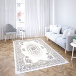 Coperta Süngerli Lastikli Kaymaz Yıkanabilir 6 Metrekare Halı Örtüsü - 200 x 300 cm - Bej - Pembe