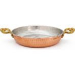 Copper Empire 19 cm El Dövmeli Kalın Bakır Tava Çift Kulplu Mıhlama Tavası Omlet Tavası Yumurta Tavası - renk