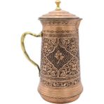 Copperdone Ağır El Işlemeli Eskitme Kapaklı Bakır Sürahi Asos Koleksiyonu 1 - 1,9 lt