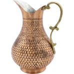 Copperdone El Dövmesi Petek Desenli Eskitme Bakır Sürahi Antik Bakır Renk - 2 lt