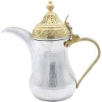 Copperdone El Dövmesi Pirinç Kulplu Dallah Mırra Cezvesi Gümüş Renk 19 cm