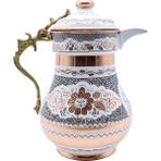 Copperdone Erzincan El Işlemeli Kapaklı Otantik Bakır Sürahi Beyaz Renk - 1,5 lt