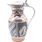 Copperdone Erzincan El Işlemeli Kapaklı Otantik Bakır Sürahi Beyaz Renk 24cm - 1,6 lt