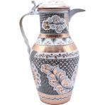 Copperdone Erzincan El Işlemeli Kapaklı Otantik Bakır Sürahi Beyaz Renk 30cm - 1,6 lt