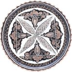 Copperdone Erzincan El Işlemesi Otantik Yuvarlak Bakır Çay Kahve Servis Tepsisi 24CM Siyah Renk - 24 cm