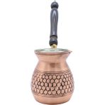 Copperdone Gaziantep El Işlemesi Petek Desenli Bakır Cezve Antik Bakır Renk Küçük Boy